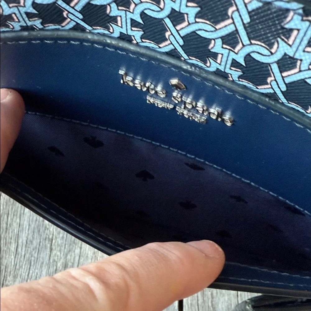 Kate Spade NY Link Camera Bag Blue Multi Saffiano PVC w/Matching Card Holder - Picture 5 of 16